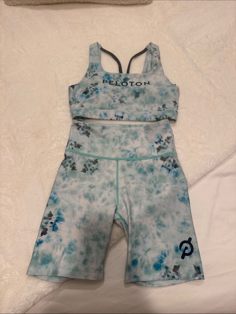Peloton Blue Tie-Dye work out set